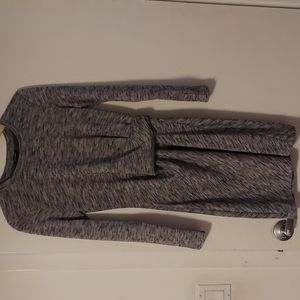 Club Monaco light heathered grey gathered long sleeve mini dress